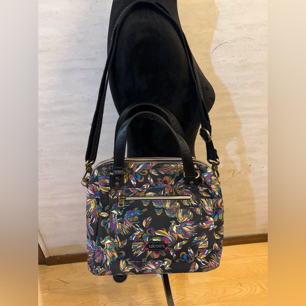Sakroots Black Artist-Inspired Multicolor Convertible Crossbody